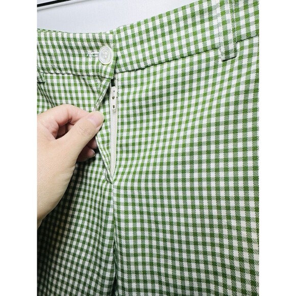 Michael Kors Green White Gingham Check Straight Leg Ankle Pants ITALY Women's 6 - Picture 3 of 8